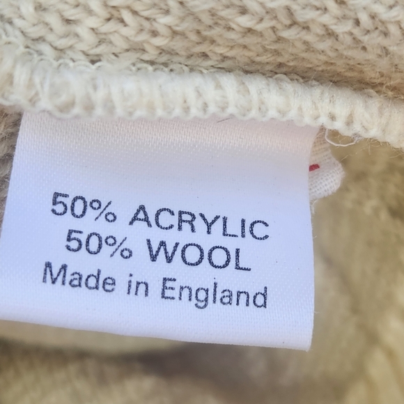 WOLSEY Men’s Sweater Large 42 Cream Wool Blend Made England Preppy Classic - Picture 4 of 9